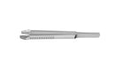 4-03952/MFS Capsulorhexis Forceps with Scale (2.50/5.00 mm), Cross-Action, for 1.50 mm Incisions, Curved Stainless Steel Jaws (8.50 mm), Long Lever (26.00 mm), Medium (91 mm) Flat Stainless Steel Handle, Length 120 mm