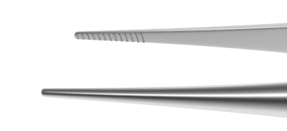 999R 4-070S Dressing Forceps with Delicate Serrations, 6.00 mm Serrated Tips, Straight, Round Handle, Length 108 mm, Stainless Steel