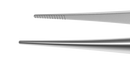 4-070S Dressing Forceps with Delicate Serrations, 6.00 mm Serrated Tips, Straight, Round Handle, Length 108 mm, Stainless Steel