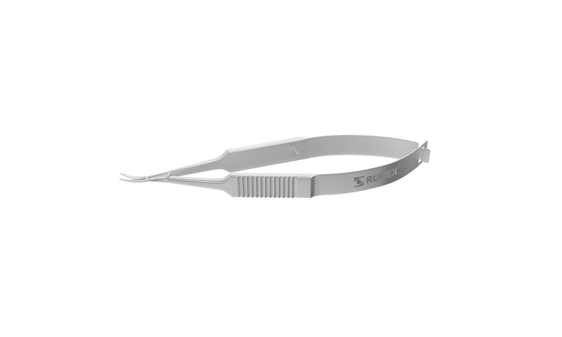 024R 11-052S Vannas Capsulotomy Scissors, Curved, Sharp Tips, 6.00 mm Blades, Flat Handle, Length 84 mm, Stainless Steel