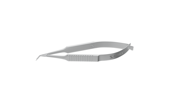 999R 11-054S Vannas Capsulotomy Scissors, Angled, Sharp Tips, 6.00 mm Blades, Flat Handle, Length 81 mm, Stainless Steel