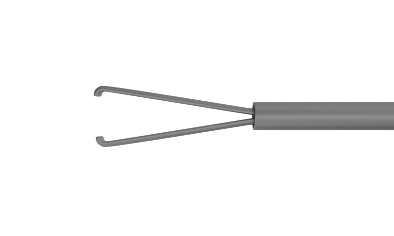 999R 12-4013H End-Grasping  Forceps, Expanded Space Between Branches, Attached to a Squeeze Handle, with RUMEX Flushing System, 23 Ga