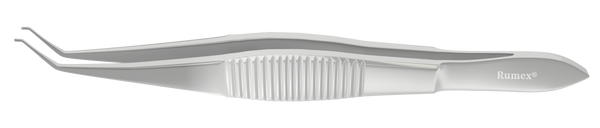 999R 4-136S Osher Superior Rectus Forceps, Curved with 1x2 teeth, 0.50 mm, Angled Shafts, 10 mm from Tip to Angle, Length 106 mm, Stainless Steel