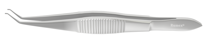 999R 4-136S Osher Superior Rectus Forceps, Curved with 1x2 teeth, 0.50 mm, Angled Shafts, 10 mm from Tip to Angle, Length 106 mm, Stainless Steel