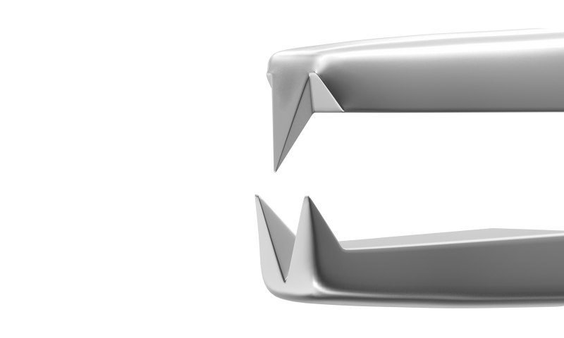 999R 4-136S Osher Superior Rectus Forceps, Curved with 1x2 teeth, 0.50 mm, Angled Shafts, 10 mm from Tip to Angle, Length 106 mm, Stainless Steel