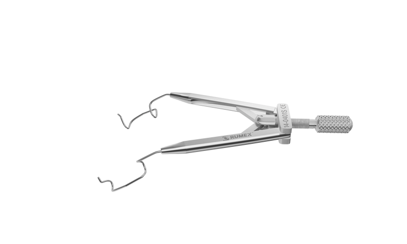 147R 14-0401S Lieberman Temporal Speculum, 14.00 mm V-Shaped Blades, Flat Branches, Adult Size, Length 76 mm, Stainless Steel