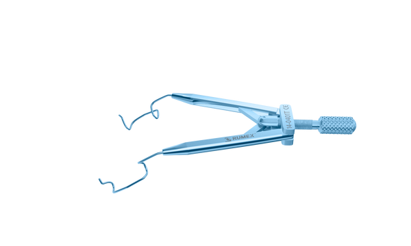 034R 14-0401T Lieberman Temporal Speculum, 14.00 mm V-Shaped Blades, Flat Branches, Adult Size, Length 76 mm, Titanium