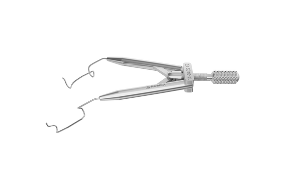 049R 14-040S Lieberman Temporal Speculum, 14.00 mm V-Shaped Blades, Round Branches, Adult Size, Length 76 mm, Stainless Steel