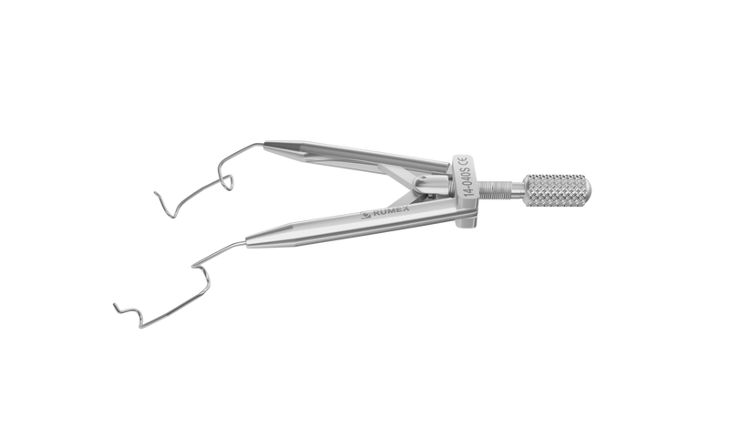 049R 14-040S Lieberman Temporal Speculum, 14.00 mm V-Shaped Blades, Round Branches, Adult Size, Length 76 mm, Stainless Steel