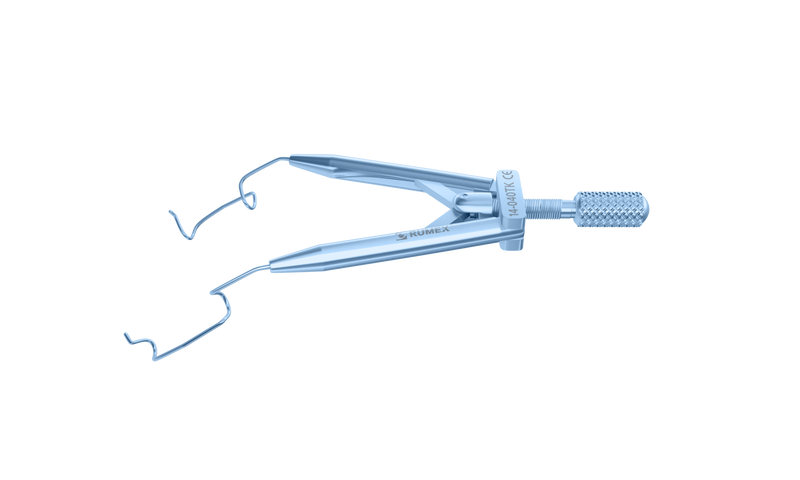 028R 14-040TK Lieberman Temporal Speculum, 14.00 mm Kratz Style Blades, Round Branches, Adult Size, Length 71 mm, Titanium