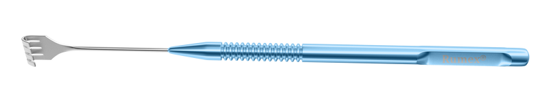 138R 10-014 Knapp Lacrimal Sac Retractor, Blunt 4 x 8.00 mm Four Prongs Tip, Round Serrated Handle, Length 140 mm, Round Titanium Handle