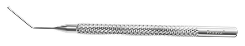 999R 13-153S Terry DSEK Scraper, Angled Shaft, 11.00 mm from Tip to Angle, Hole-Shaped Scraper Facing Upward, Length 114 mm, Stainless Steel