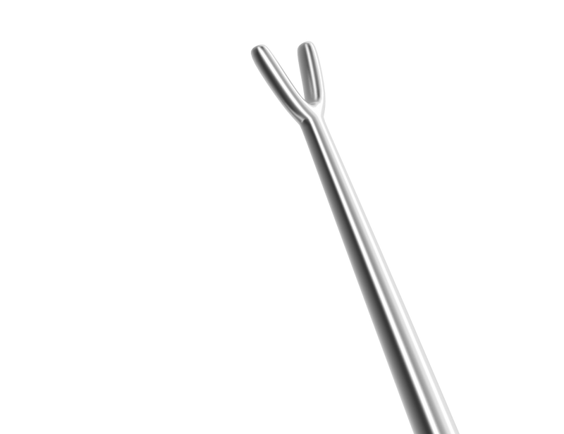 022R 5-034 Bechert Nucleus Rotator, Angled, Y-Shaped Tip, Length 121 mm, Round Titanium Handle