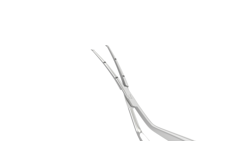 004R 4-0395 Capsulorhexis Forceps with Scale (2.50/5.00 mm), Cross-Action, for 1.50 mm Incisions, Curved Stainless Steel Jaws (8.50 mm), Short Lever (16.00 mm), Medium (91 mm) Flat Titanium Handle, Length 110 mm