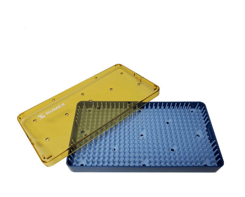 115R 18-303 Plastic Sterilization Tray with Silicone Finger Mat, Medium, 190×101×19 mm, 7.5×4×0.75″