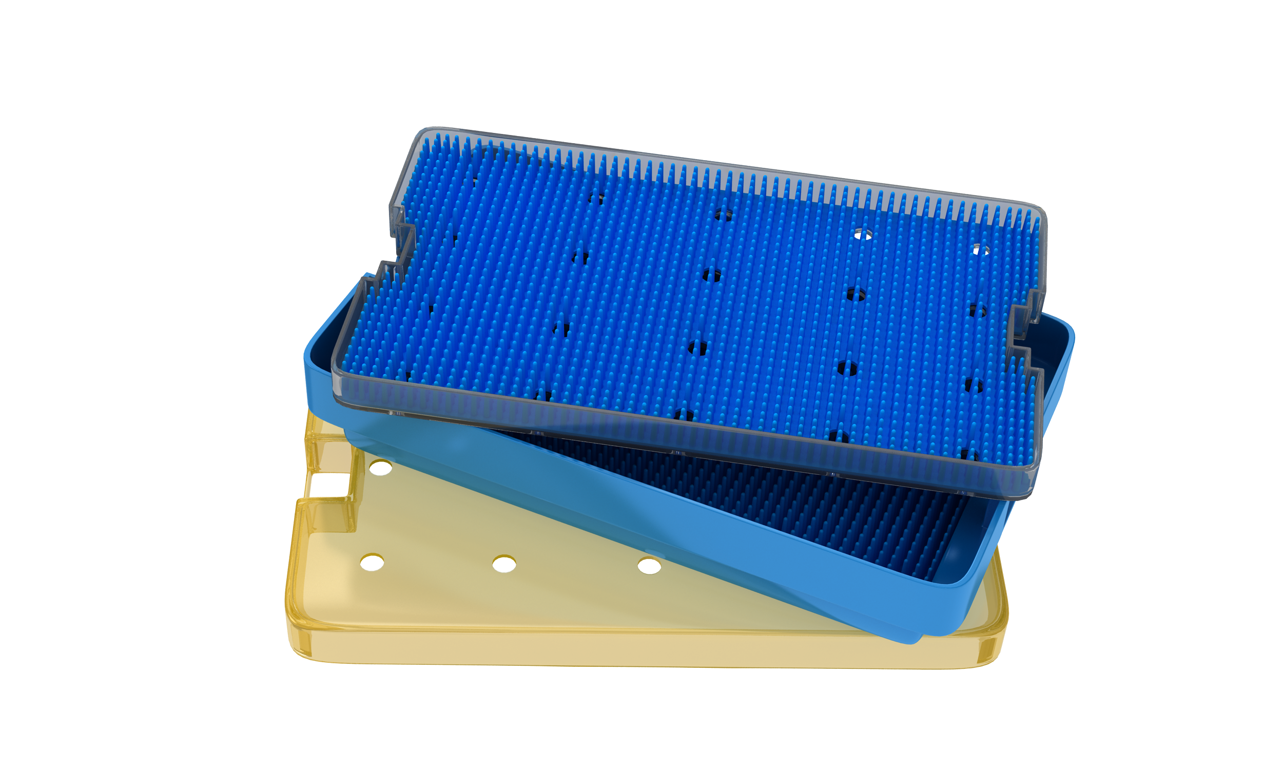081R 18-304 Plastic Sterilization Tray with Silicone Finger Mat, Extra Large, 254×152×19 mm, 10×6×0.75″
