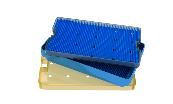 081R 18-304 Plastic Sterilization Tray with Silicone Finger Mat, Extra Large, 254×152×19 mm, 10×6×0.75″