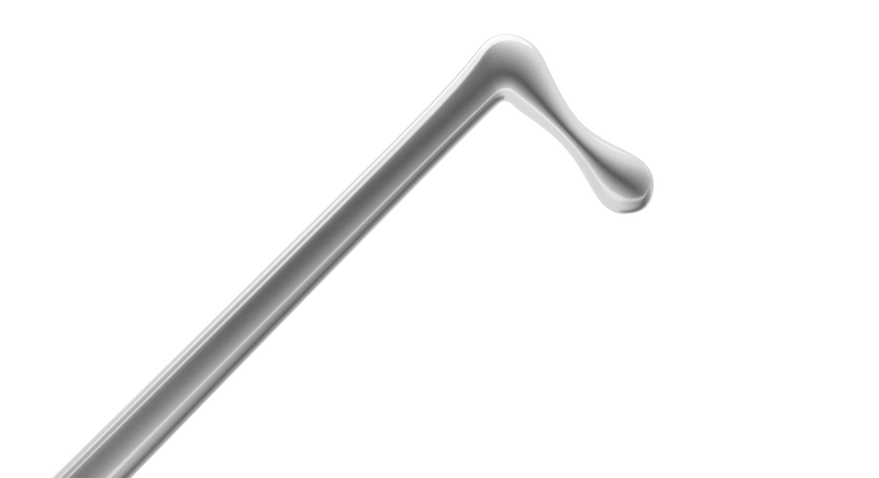 999R 7-079 Double Phaco Spatula (Small Pupil Snapper Hook & Micro Finger), Length 132 mm, Round Titanium Handle