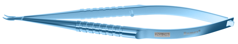 999R 8-025T Barraquer Needle Holder, 8.00 mm Extra Fine Jaws, Curved, without Lock, Small Size, Length 100 mm, Titanium