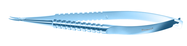 159R 8-045T Barraquer Needle Holder, 8.00 mm Extra Fine Jaws, Curved, without Lock, Medium Size, Length 115 mm, Titanium