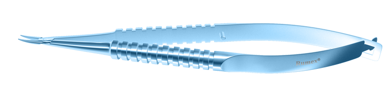 159R 8-045T Barraquer Needle Holder, 8.00 mm Extra Fine Jaws, Curved, without Lock, Medium Size, Length 115 mm, Titanium