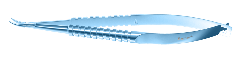 153R 8-091T Barraquer Needle Holder, 12.00 mm Strong Jaws, Curved, without Lock, Long Size, Length 125 mm, Titanium