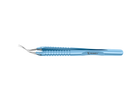 4-0395/LR Capsulorhexis Forceps with Scale (2.50/5.00 mm), Cross-Action, for 1.50 mm Incisions, Curved Stainless Steel Jaws (8.50 mm), Short Lever (16.00 mm), Long (101 mm) Round Titanium Handle, Length 120 mm