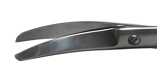 999R 11-091S Curved Enucleation Scissors, Blunt Tips, 45 mm Blades from Midscrew to Tip, Ring Handle, Length 130 mm, Stainless Steel
