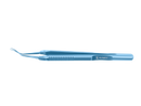 4-03952/LFT Capsulorhexis Forceps with Scale (2.50/5.00 mm), Cross-Action, for 1.50 mm Incisions, Curved Titanium Jaws (8.50 mm), Long Lever (26.00 mm), Long (101 mm) Flat Titanium Handle, Length 130 mm