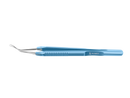 4-03952/LF Capsulorhexis Forceps with Scale (2.50/5.00 mm), Cross-Action, for 1.50 mm Incisions, Curved Stainless Steel Jaws (8.50 mm), Long Lever (26.00 mm), Long (101 mm) Flat Titanium Handle, Length 130 mm