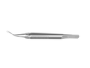 4-03952/MFS Capsulorhexis Forceps with Scale (2.50/5.00 mm), Cross-Action, for 1.50 mm Incisions, Curved Stainless Steel Jaws (8.50 mm), Long Lever (26.00 mm), Medium (91 mm) Flat Stainless Steel Handle, Length 120 mm