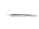 4-0395/LRS Capsulorhexis Forceps with Scale (2.50/5.00 mm), Cross-Action, for 1.50 mm Incisions, Curved Stainless Steel Jaws (8.50 mm), Short Lever (16.00 mm), Long (101 mm) Round Stainless Steel Handle, Length 120 mm