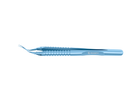4-0395/LRT Capsulorhexis Forceps with Scale (2.50/5.00 mm), Cross-Action, for 1.50 mm Incisions, Curved Titanium Jaws (8.50 mm), Short Lever (16.00 mm), Long (101 mm) Round Titanium Handle, Length 120 mm