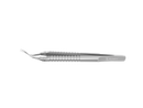 4-0395/MRS Capsulorhexis Forceps with Scale (2.50/5.00 mm), Cross-Action, for 1.50 mm Incisions, Curved Stainless Steel Jaws (8.50 mm), Short Lever (16.00 mm), Medium (91 mm) Round Stainless Steel Handle, Length 110 mm