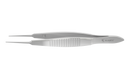 4-0600S Castroviejo Suturing Forceps, 0.12 mm, 1x2 Teeth, 6.00 mm Tying Platform, Flat Handle, Length 110 mm, Stainless Steel