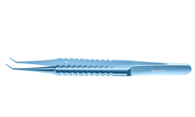 999R 4-1851T Tennant Angled Tying Forceps, Extra-Delicate Tips, for 9-0 to 11-0 Sutures, Round Handle, Length 107 mm, Titanium