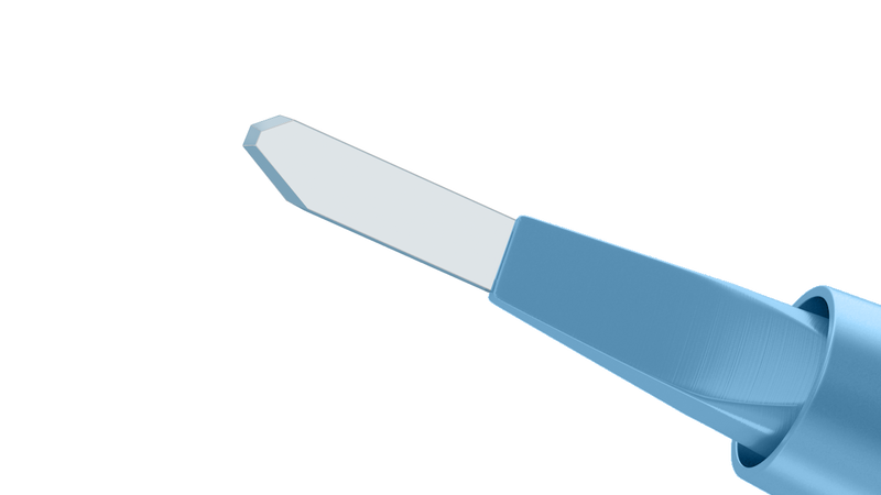 999R 6-10/6-053 Side-Port Diamond Knife, Trifacet Blade, 1.00 mm, Straight, Length 120 mm, Titanium Handle