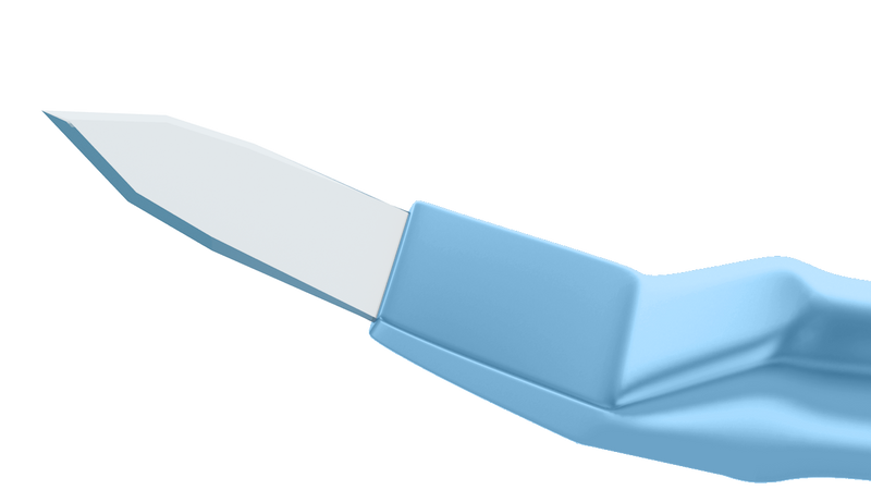 999R 6-20/6-145 Phaco Diamond Knife for Micro-Incision, Trapezoid Self-Diving Blade, 1.80/2.20 mm, Length 117 mm, Angled Titanium Handle