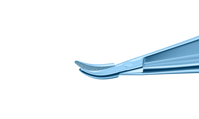 999R 8-030T Barraquer Needle Holder, 12.00 mm Standard Jaws, Curved, with Lock, Medium Size, Length 115 mm, Titanium