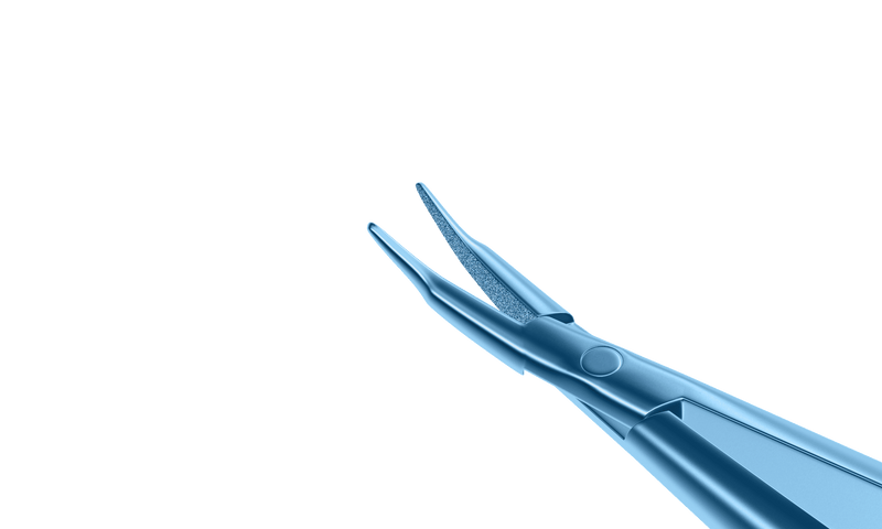 999R 8-050T Barraquer Needle Holder, 8.00 mm Extra Fine Jaws, Curved, with Lock, Long Size, Length 125 mm, Titanium