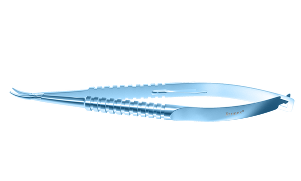 193R 8-060T Barraquer Needle Holder, 12.00 mm Standard Jaws, Curved, with Lock, Long Size, Length 125 mm, Titanium
