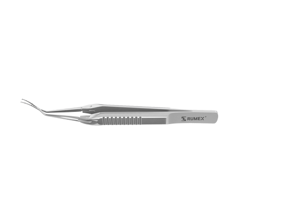 999R 4-03952/SFS Capsulorhexis Forceps with Scale (2.50/5.00 mm), Cross-Action, for 1.50 mm Incisions, Curved Stainless Steel Jaws (8.50 mm), Long Lever (26.00 mm), Short (71 mm) Flat Stainless Steel Handle, Length 100 mm