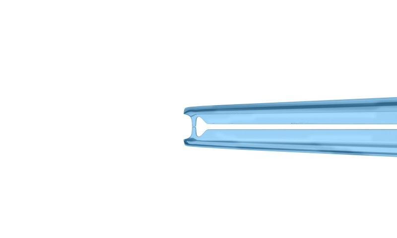 999R 4-2144T Forceps for ICRS Implantation, with 1x1 Teeth, 0.30 mm Groove, Length 85 mm, Flat Handle, Titanium