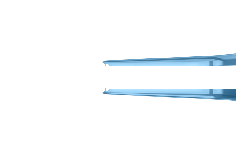999R 4-2144T Forceps for ICRS Implantation, with 1x1 Teeth, 0.30 mm Groove, Length 85 mm, Flat Handle, Titanium