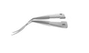 4-0395/LFS Capsulorhexis Forceps with Scale (2.50/5.00 mm), Cross-Action, for 1.50 mm Incisions, Curved Stainless Steel Jaws (8.50 mm), Short Lever (16.00 mm), Long (101 mm) Flat Stainless Steel Handle, Length 120 mm