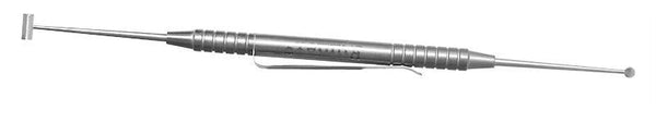182R 16-111S Schocket Double-Ended Scleral Depressor, with Pocket Clip, Round Handle, Length 143 mm, Stainless Steel