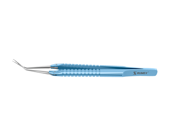 999R 4-03962/MR Capsulorhexis Forceps with Scale (2.50/5.00 mm), Cross-Action, for 1.50 mm Incisions, Straight Stainless Steel Jaws (8.50 mm), Long Lever (26.00 mm), Medium (91 mm) Round Titanium Handle, Length 120 mm