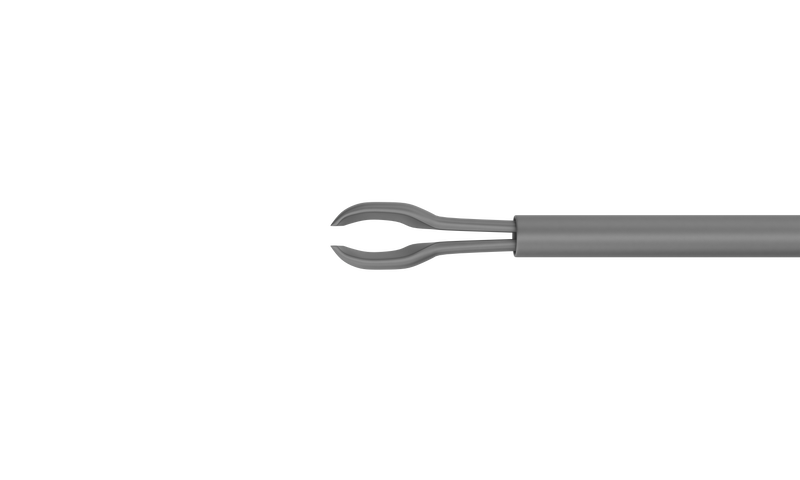 999R 12-411-23H Tano Asymmetrical End-Gripping Forceps, Attached to a Universal Handle, with RUMEX Flushing System, 23 Ga