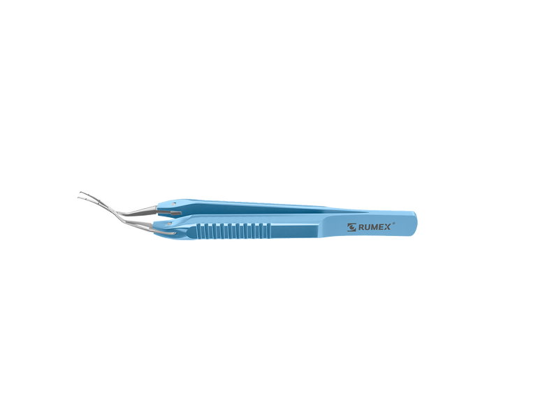 999R 4-0395/SF Capsulorhexis Forceps with Scale (2.50/5.00 mm), Cross-Action, for 1.50 mm Incisions, Curved Stainless Steel Jaws (8.50 mm), Short Lever (16.00 mm), Short (71 mm) Flat Titanium Handle, Length 90 mm