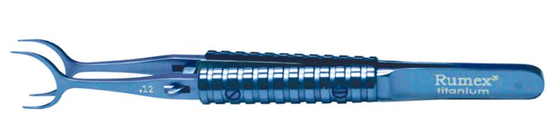 536R 4-08011T Nevyas-Wallace Fixation Forceps, 0.12 mm, 1x2 Teeth, Straight, Round Handle, Length 105 mm, Titanium